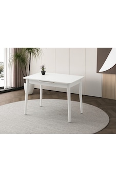 Ortadan Açılır Büyüyen Ahşap Yemek Masası Beyaz 60x100cm