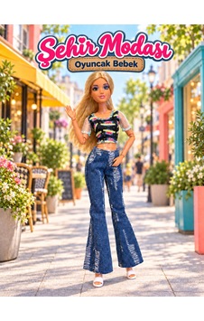 Halley File Kollu Baskılı Bluz Desenli Kot Pantolonlu Moda Bebek Oyuncak - Sarı Saçlı - Eklemli Vücut Halley File Kollu Baskılı Bluz Desenli Kot Pantolonlu Moda Bebek Oyuncak - Sarı Saçlı - Eklemli Vücut