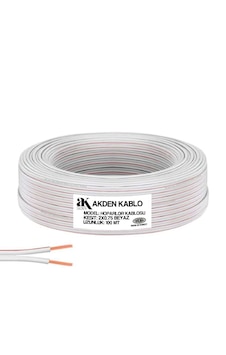 Akden Elektrik Ve Hoparlör Kablosu Kordon 2x0.75 100mt - Beyaz