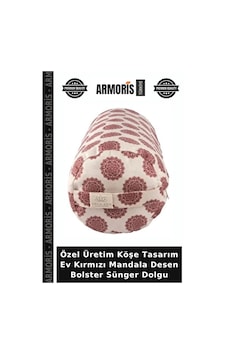 Özel Üretim Köşe Tasarım Ev Kırmızı Mandala Desen Bolster Sünger Dolgu