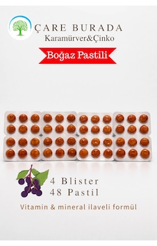 Çareburada Karamürver & Çinko Boğaz Pastili 48 Adet Çareburada Karamürver & Çinko Boğaz Pastili 48 Adet
