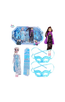 Dev Boy Parti Maske Elsa Ve Anna 2'li Set Ayakkabı Karlar Ülkesi Figür Oyuncak 30 Cm.