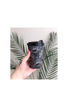 9122 Kahve Bardağı 400 Ml Mat Siyah Desenli