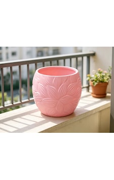 3d Baskı Yapraklı Desenli Yuvarlak Saksı Tepsili Süzdürmeli Bitki Saksısı 15 Cm Dekoratif Çiçek - Pembe 3d Baskı Yapraklı Desenli Yuvarlak Saksı Tepsili Süzdürmeli Bitki Saksısı 15 Cm Dekoratif Çiçek - Pembe
