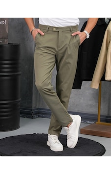 Modefendi Yüksek Kalite Pamuk Likra Slim Fit Kumaş Pantolon Haki