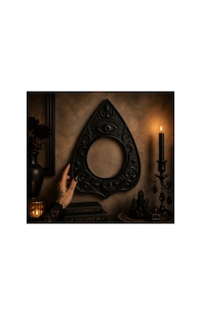 Ouija Temalı Dekoratif Fotoğraf Çerçevesi Siyah Mistik Duvar Çerçevesi 28,5x22 Cm