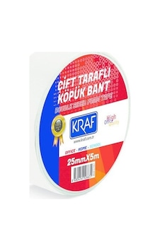 Kraft Çift Taraflı Köpük Bant 25 MM x 5 M