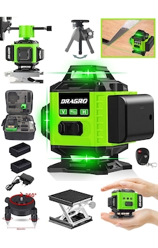 DRG-TLZR128 128 Vf Yeşil 12 Köşe Otomatik Hizalama Lazer Metre 360 Derece Yatay Dikey Çapraz Kumandalı Çantalı