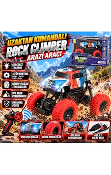 Uzaktan Kumandalı 4x4 Rock Climber Off Road Jeep Büyük Tekerlekli Arazi Aracı - Kırmızı