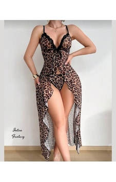 Intive Fantasy Leopar Desen V Yaka Önden Bağlamalı Önü Açık Volan Çok Renkli Intive Fantasy Leopar Desen V Yaka Önden Bağlamalı Önü Açık Volan Çok Renkli
