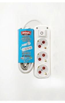 3 Lü Topraklı Anahtarlı 2 Metre Kablolu Grup Priz 1 3 Lü Topraklı Anahtarlı 2 Metre Kablolu Grup Priz 1