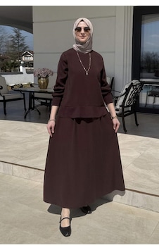 Rabia Şamlı İpek Modal Takım Kahve Çok Renkli Rabia Şamlı İpek Modal Takım Kahve Çok Renkli