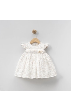 Lamato Baby Yazlık Çiçek Baskılı Omuzları Fırfırlı Bebe Kız Elbise Bej Lamato Baby Yazlık Çiçek Baskılı Omuzları Fırfırlı Bebe Kız Elbise Bej