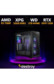 Destroy ZPFX R5-7500F 32 GB 2 TB SSD 12 GB RTX5070 Free Dos Oem Paket Masaüstü Bilgisayar Destroy ZPFX R5-7500F 32 GB 2 TB SSD 12 GB RTX5070 Free Dos Oem Paket Masaüstü Bilgisayar