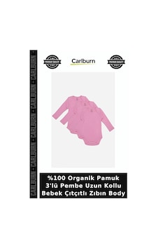 Carlburn %100 Organik Pamuk 3'lü Pembe Uzun Kollu Bebek Çıtçıtlı Zıbın Body Çocuk Kıyafeti Düz Desen Pamuklu Carlburn %100 Organik Pamuk 3'lü Pembe Uzun Kollu Bebek Çıtçıtlı Zıbın Body Çocuk Kıyafeti Düz Desen Pamuklu