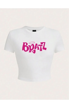 Tarzsokak Y2k Pembe Bratz Mektup Baskı Kırpma T-shirt Seksi Yaz Sokak Kadın Kısa Kollu Rahat Yumuşak St Beyaz Tarzsokak Y2k Pembe Bratz Mektup Baskı Kırpma T-shirt Seksi Yaz Sokak Kadın Kısa Kollu Rahat Yumuşak St Beyaz