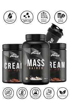 Hacim Paketi 11: Mass Gainer 3 Kg Vanilya + 2 Adet Cream Of Rice 2x1 Kg + Shaker Hacim Paketi 11: Mass Gainer 3 Kg Vanilya + 2 Adet Cream Of Rice 2x1 Kg + Shaker