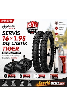 Servis 16x1.95 Dış Lastik Tıger Bisiklet Lastiği +iç Lastiği 2 Şer Adet Takım +1 Adet Bisiklet Pompası +1 Adet 8 Sesli Bisiklet Kornası