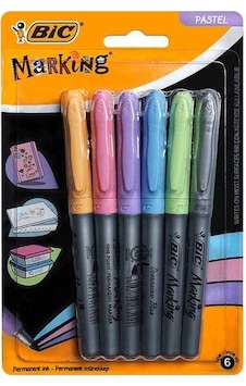 Bic Fine Permanent Pastel Marker 6'lı Karışık Bic Fine Permanent Pastel Marker 6'lı Karışık