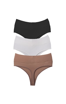 Vanilya Secret Vanilya Tanga Yüksek Bel Toparlayıcı Pamuk 3'lü Paket Siyah - Beyaz - Taş Rengi Vanilya Secret Vanilya Tanga Yüksek Bel Toparlayıcı Pamuk 3'lü Paket Siyah - Beyaz - Taş Rengi
