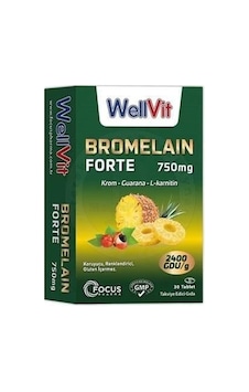 Wellvit Bromelain Fort 750 Mg. Guarana L-karnitin Krom 30 Tablet Wellvit Bromelain Fort 750 Mg. Guarana L-karnitin Krom 30 Tablet