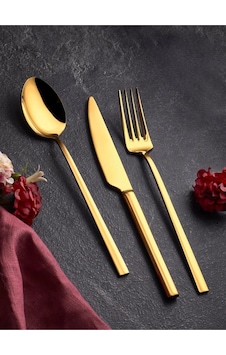 Flora 90 Parça Lüks Gold Çelik Çatal-kaşık Seti Çok Renkli Flora 90 Parça Lüks Gold Çelik Çatal-kaşık Seti Çok Renkli