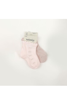 Katamino Minimi 2'li Kız Bebek Çorap 44162 Pembe-mürdüm