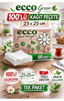 Ecco Green Kağıt Peçete 100 Lü 23x25 Cm Ekonomik 1 Paket