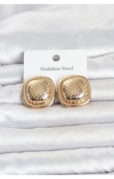 316l Çelik Gold Renk Düğme Model Kadın Küpe - Çok Renkli 316l Çelik Gold Renk Düğme Model Kadın Küpe - Çok Renkli