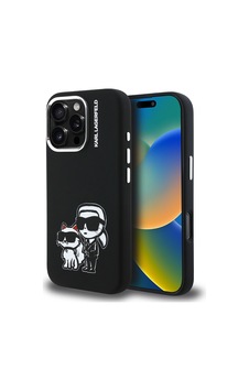 Apple iPhone 16 Pro Max Uyumlu Kılıf Karl Lagerfeld Lisanslı Karl & Choupette Sketch Logo Sililkon Siyah Apple iPhone 16 Pro Max Uyumlu Kılıf Karl Lagerfeld Lisanslı Karl & Choupette Sketch Logo Sililkon Siyah