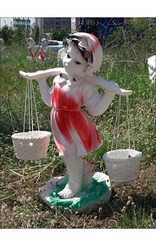 M3 Sepetli Bakraçlı Kız Iç Dış Mekan 55Cm Saksılı Oda Bahçe Heykeli Abanoz - Beyaz M3 Sepetli Bakraçlı Kız Iç Dış Mekan 55Cm Saksılı Oda Bahçe Heykeli Abanoz - Beyaz