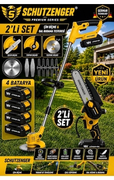 Schutzenger 2011C 4 Akülü Set Şarjlı Ot Çim Biçme Makinesi Tırpan Ve Şarjlı Dal Budama Testeresi 15cm Pala Otomatik Yağlamalı Sarı Schutzenger 2011C 4 Akülü Set Şarjlı Ot Çim Biçme Makinesi Tırpan Ve Şarjlı Dal Budama Testeresi 15cm Pala Otomatik Yağlamalı Sarı