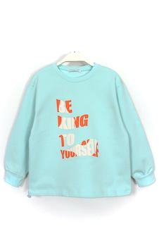 Kabartma Slogan Baskılı Kız Çocuk Sweatshirt Mint 2024 Mint Kabartma Slogan Baskılı Kız Çocuk Sweatshirt Mint 2024 Mint