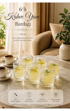 Porsima Berrak 13938-1 6'lı İnce Çizgili Cam Kahve Yanı Su Bardak Seti 200 Ml / Cc Meşrubat & İkram Bardağı Porsima Berrak 13938-1 6'lı İnce Çizgili Cam Kahve Yanı Su Bardak Seti 200 Ml / Cc Meşrubat & İkram Bardağı