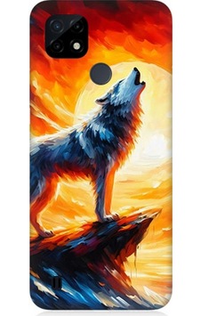 Realme C21 Uyumlu Kayalıkta Uluyan Kurt Yalnızlığı Desenli Silikon Kılıf Çok Renkli Realme C21 Uyumlu Kayalıkta Uluyan Kurt Yalnızlığı Desenli Silikon Kılıf Çok Renkli