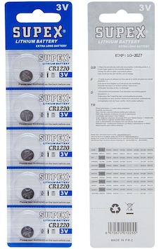 Ayt Supex Cr1220 3 Volt 5 Li Lityum Pil Düğme Yuvarlak Saat Pili