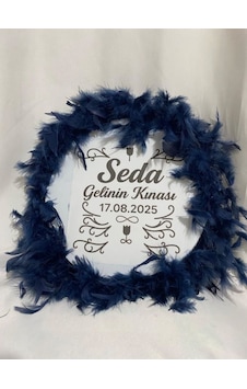 Gelin Tefi 30cm,isim Ve Tarih Yazılı Otriş Süslemeli Kına Tefi Lacivert Gelin Tefi 30cm,isim Ve Tarih Yazılı Otriş Süslemeli Kına Tefi Lacivert
