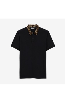 The Kooples Erkek Leopar Yakalı Siyah Polo The Kooples Erkek Leopar Yakalı Siyah Polo