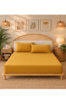 More Home Çift Kişilik Lastikli Çarşaf Seti + Yastık Kılıfı Koyu Sarı More Home Çift Kişilik Lastikli Çarşaf Seti + Yastık Kılıfı Koyu Sarı