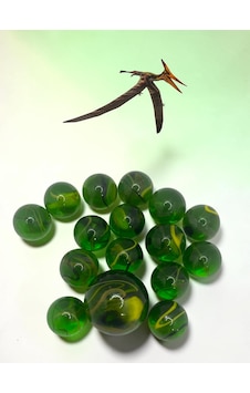 Pterodactyl Yeşil Desenli Cam Misket Seti Pterodactyl Yeşil Desenli Cam Misket Seti