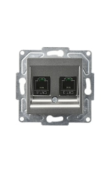 Eqona Radius Neoline Data + Nümeris Telefon Prizi Rj45 Cat6 + Cat3 , Füme Mekanizma + Tuşkapak