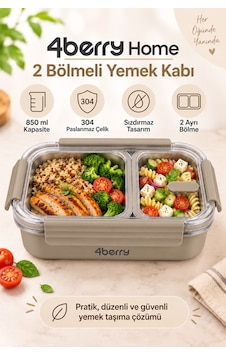 2 Bölmeli Termos Yemek Kabı 850 Ml, Paslanmaz Çelik, Sızdırmaz Kilitli, Şeffaf Kapaklı, Kahverengi 2 Bölmeli Termos Yemek Kabı 850 Ml, Paslanmaz Çelik, Sızdırmaz Kilitli, Şeffaf Kapaklı, Kahverengi
