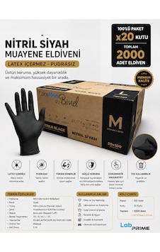 Siyah Nitril Eldiven - M Beden - Koli 20 Adet X 100'lü Paket Siyah Nitril Eldiven - M Beden - Koli 20 Adet X 100'lü Paket