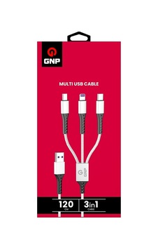 GNP 3in1 Dayanıklı Kablo Gri GNP 3in1 Dayanıklı Kablo Gri