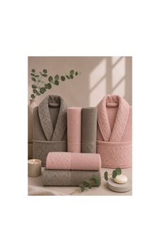 Aile Bornoz Seti 6 Parça %100 Pamuk Banyo Çeyiz Seti Pembe-taba Aile Bornoz Seti 6 Parça %100 Pamuk Banyo Çeyiz Seti Pembe-taba