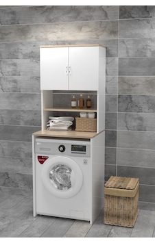 Evdemo Çamaşır Makinesi Üstü Banyo Dolabı Rafı Beyaz Evdemo Çamaşır Makinesi Üstü Banyo Dolabı Rafı Beyaz
