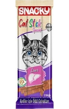 Snacky Ciğerli Kedi Stick Ödül Maması 3 x 5 G Snacky Ciğerli Kedi Stick Ödül Maması 3 x 5 G