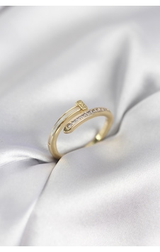 Zirkon Taşlı Gold Renk Yassı Çivi Model Kadın Yüzük - Ebj260214w39555 Renkli Zirkon Taşlı Gold Renk Yassı Çivi Model Kadın Yüzük - Ebj260214w39555 Renkli