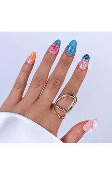Renkli Nail Art Kısa Badem 15'li Tekrar Kullanılabilir El Yapımı Protez Takma Tırnak Kkbd-3504 S Renkli Nail Art Kısa Badem 15'li Tekrar Kullanılabilir El Yapımı Protez Takma Tırnak Kkbd-3504 S