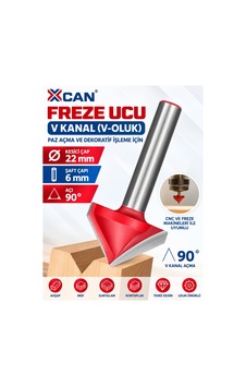 V Kanal Freze Ucu 90 Ø22 Mm 6 Mm Şaft Ahşap Gravür Ve Kanal Açma V Kanal Freze Ucu 90 Ø22 Mm 6 Mm Şaft Ahşap Gravür Ve Kanal Açma